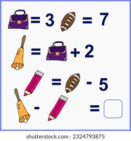 Additional primary education. Math activity sheet. Counting educational kids game, kids math activity sheet.