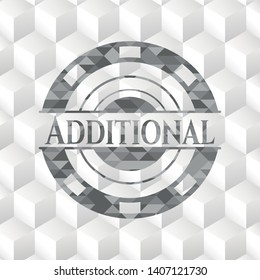 Additional retro style grey emblem with geometric cube white background