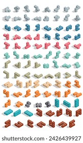 An additional set of cubes for puzzles. Isolated on white background. Vector illustration.