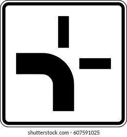 Additional sign to the sign 306 indicates the direction of the main road. road sign Vector Germany. svg