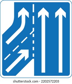 Additional traffic joining from left ahead. Traffic on main carriageway has priority over joining traffic from right hand lane of slip road, The Highway Code Traffic Sign, Signs giving orders, Signs