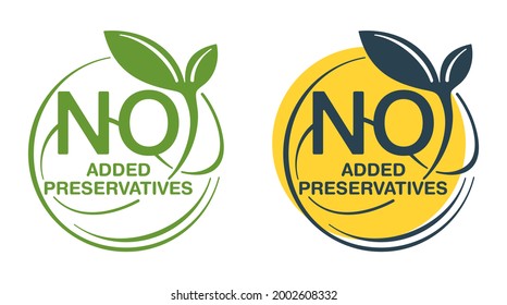 Addititves free, No added preservatives vector icon. Green leaf sprout or branch, natural food labeling stamp. Vector illustration