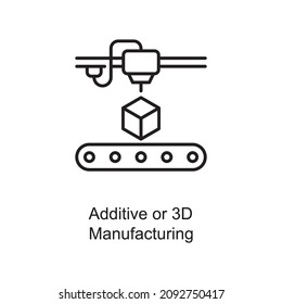 Additive or 3D Manufacturing vector Outline Icon Design illustration. Digitalization and Industry Symbol on White background EPS 10 File