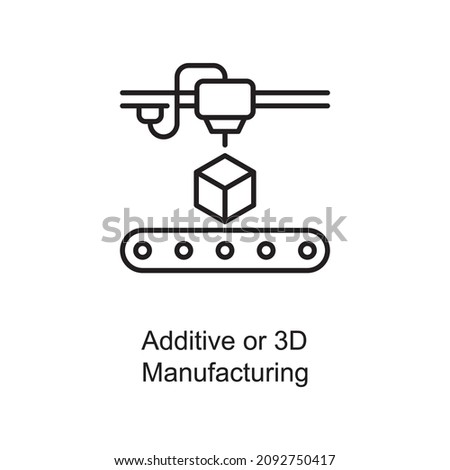 Additive or 3D Manufacturing vector Outline Icon Design illustration. Digitalization and Industry Symbol on White background EPS 10 File