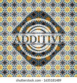 Additive arabic badge background. Arabesque decoration.