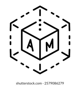 Additive cube model, line style icon