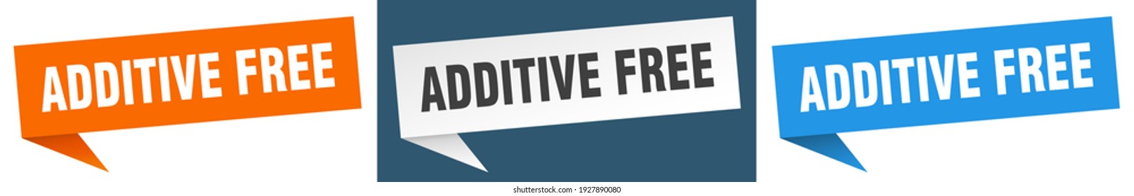 additive free banner sign. additive free speech bubble label set