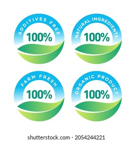 Additive free certified, vector icon set, badge design