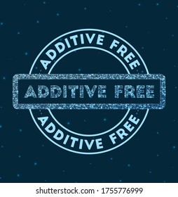 Additive free. Glowing round badge. Network-style geometric additive-free stamp in space. Vector illustration.
