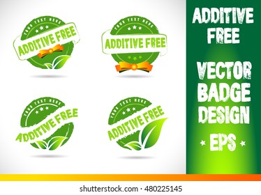 Additive Free Vector Logo badge label seal stamp logo text design green leaf template vector eps