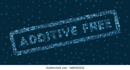 Additive free word in digital style. Glowing geometric additive free badge. Vibrant vector illustration.