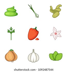 Additive from grass icons set. Cartoon set of 9 additive from grass vector icons for web isolated on white background