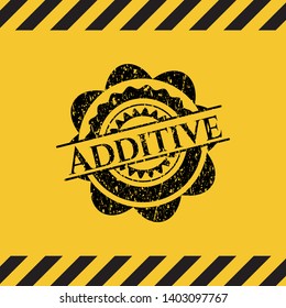Additive grunge warning sign emblem. Vector Illustration. Detailed.