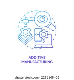 Additive manufacturing blue gradient concept icon. 3D printer technology. Geothermal energy trend abstract idea thin line illustration. Isolated outline drawing. Myriad Pro-Bold font used