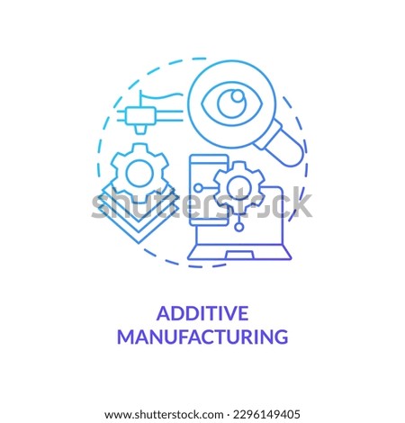 Additive manufacturing blue gradient concept icon. 3D printer technology. Geothermal energy trend abstract idea thin line illustration. Isolated outline drawing. Myriad Pro-Bold font used