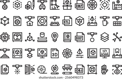 Additive manufacturing icons High-Quality Vector Icons Collection with Editable Stroke. Ideal for Professional and Creative Projects.