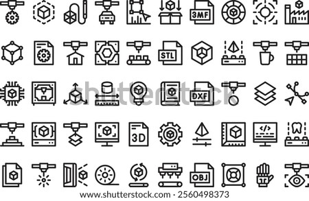 Additive manufacturing icons High-Quality Vector Icons Collection with Editable Stroke. Ideal for Professional and Creative Projects.