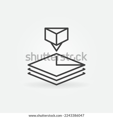 Additive Manufacturing vector 3D Printing concept icon or symbol in outline style