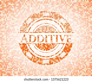 Additive orange mosaic emblem with background