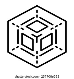 Additive printed cube, line style icon