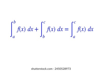 Additive rule of Definite Integral Equation, maths , calculus formulas, vector illustration 