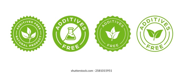 Additives Free Badge Icon Signs Vector Set.