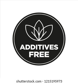 Additives free. Black and white round icon