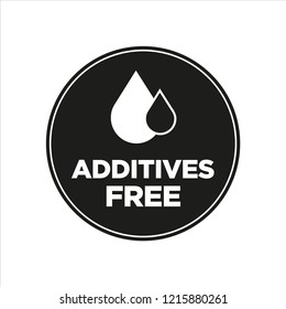 Additives free. Black and white round icon