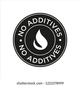 Additives free. Black and white round icon