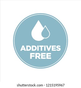 Additives free. Blue and white round icon