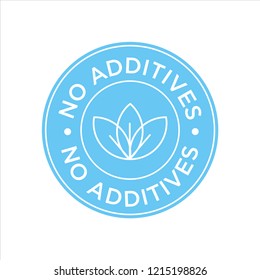 Additives free. Blue and white round icon