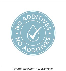 Additives free. Blue and white round icon