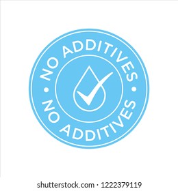 Additives free. Blue and white round icon