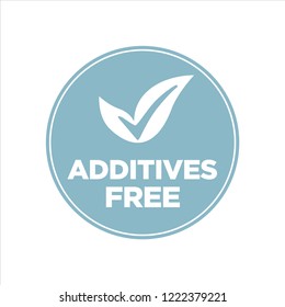 Additives free. Blue and white round icon