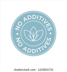 Additives free. Blue and white round icon