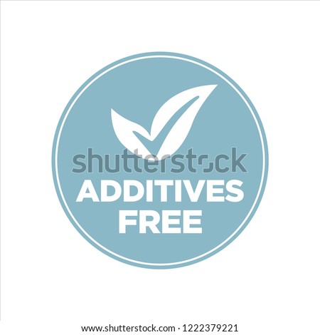 Additives free. Blue and white round icon