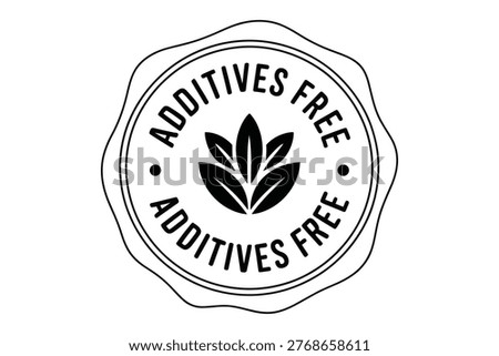 Additives free circular badge with leaf icon Keywords additives free, badge, logo, icon, leaves.eps
