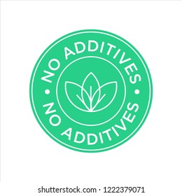 Additives free. Green and white round icon