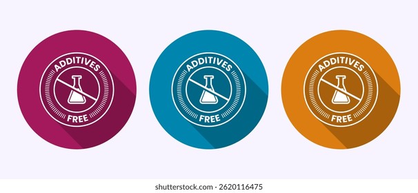 Ilustração de design de ícone livre de aditivos. Nenhum símbolo de sinal de aditivos no design de botão de sombra