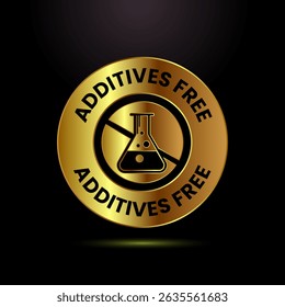 Additives free icon design illustration. No additives label badge in gold color style