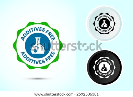 Additives free icon design illustration. No additives symbol for food packaging, Color black and white