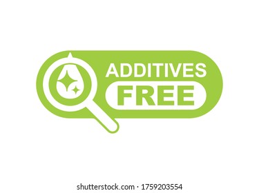 Additives free sign - monochrome sticker (stamp) for healhty organic products with loupe and clean drop