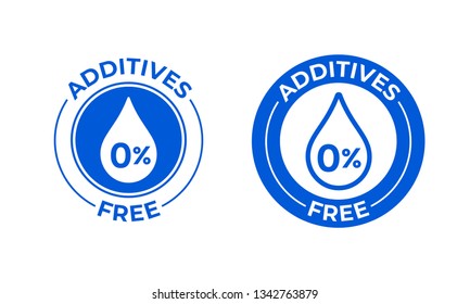 Additives free vector 0 percent icon. Natural food package stamp, additives free seal