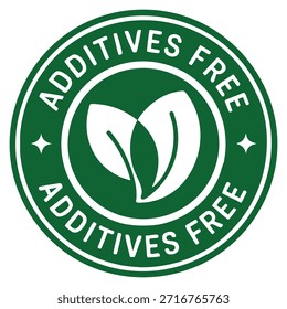 Aditivos free vetor logotipo emblema redondo design verde perfeito para embalagem de marca de produto natural limpo e gráficos de identidade de rótulo orientados para a saúde