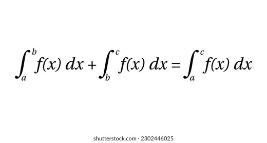 The additivity rule for some integrals. Algebra. Math Symbol. Vector illustration.