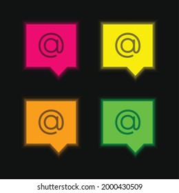 Addres Message four color glowing neon vector icon