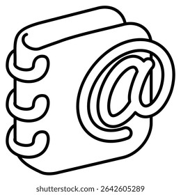 Address Book 3d icon vector style for communication user interface Line style.