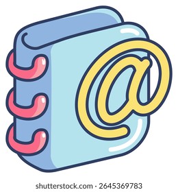 Address Book 3d icon vector style for communication user interface Lineal Color style.