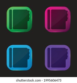Address Book Black Shape four color glass button icon