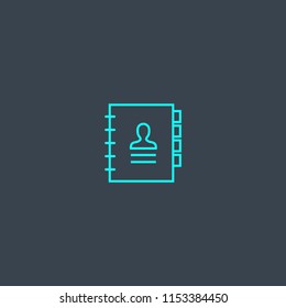 Address book concept blue line icon. Simple thin element on dark background. Address book concept outline symbol design from Workspace set. Can be used for web and mobile UI/UX